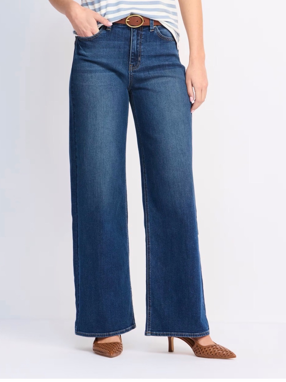 INDIGO SIX Palazzo Jean Wide Leg High-Rise Women’s Jeans - Dark Blue
